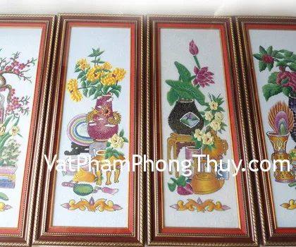 Tứ quý bình cổ khổ 0.3m x 0.9m FTTQ01