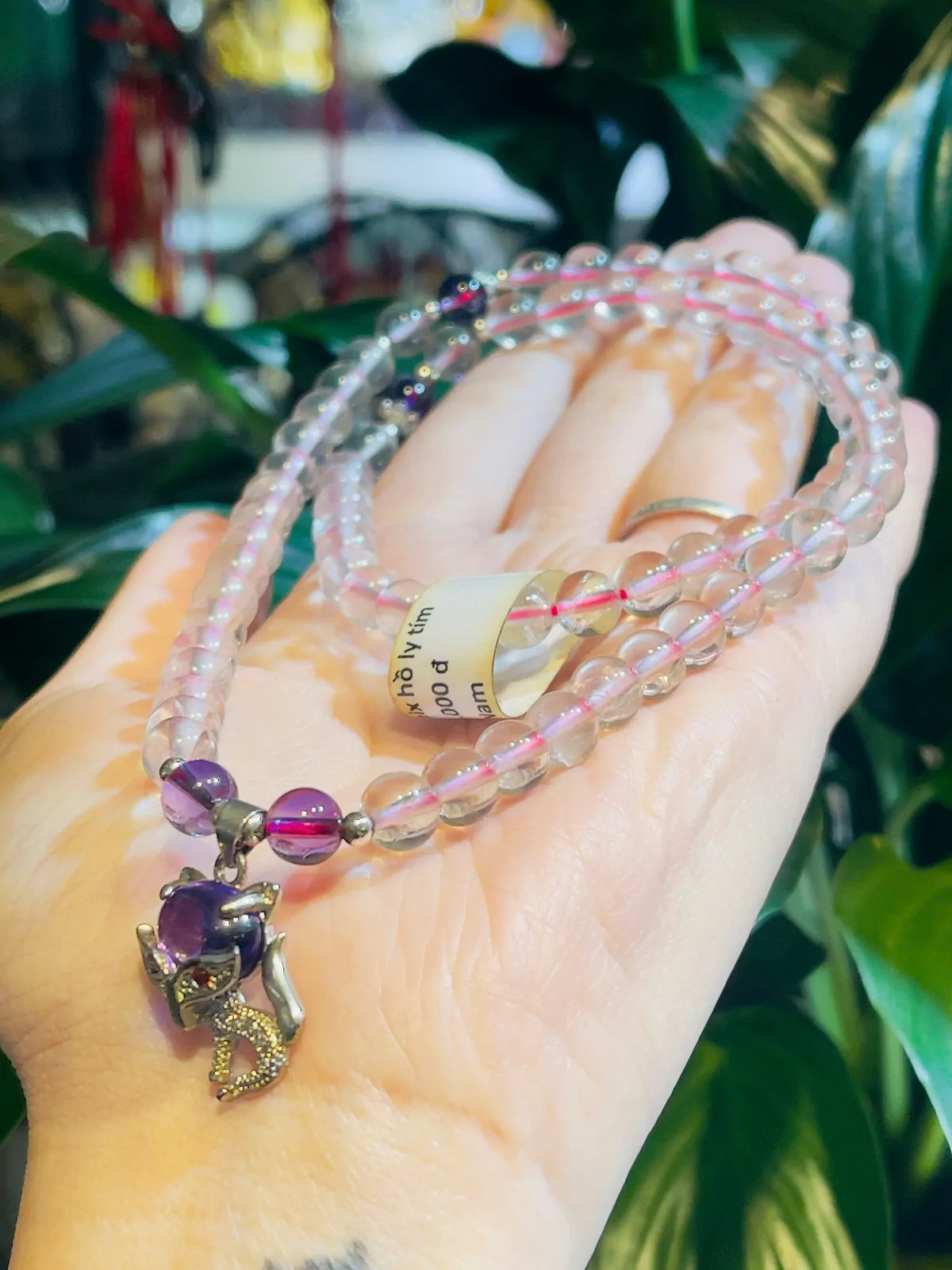 Chuỗi thạch anh hồng mix hồ ly tím S6700