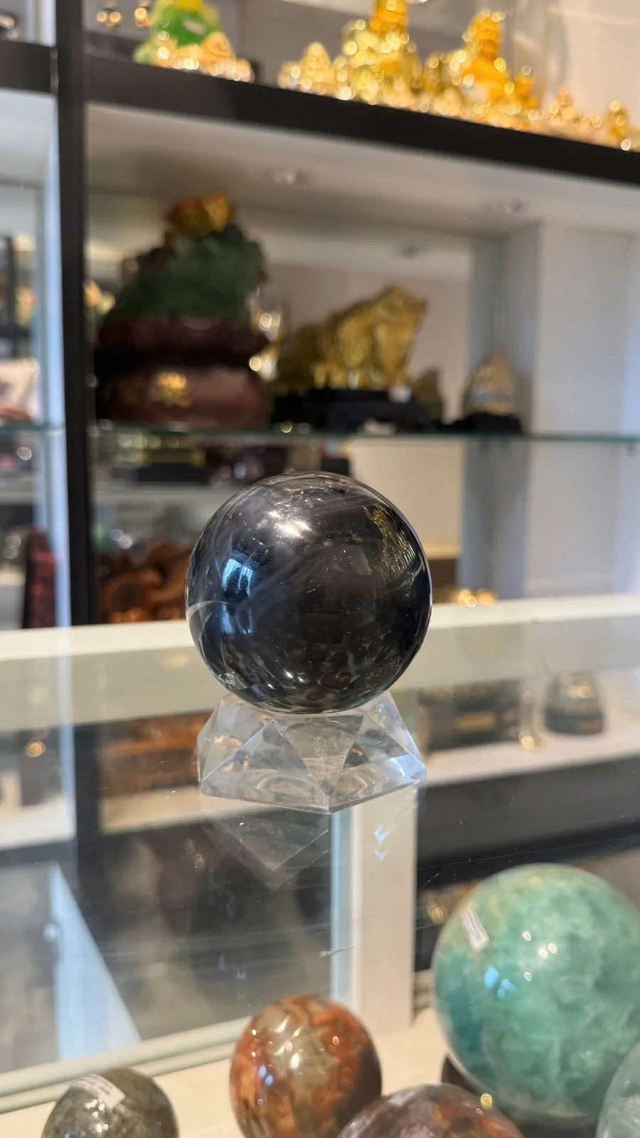 Quả cầu đá hắc ngà (thạch anh đen) M187-S1-2047